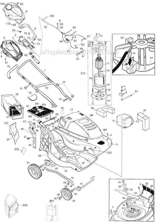 Page A Diagram and Parts List for Type 1 Black and Decker Lawn Mower